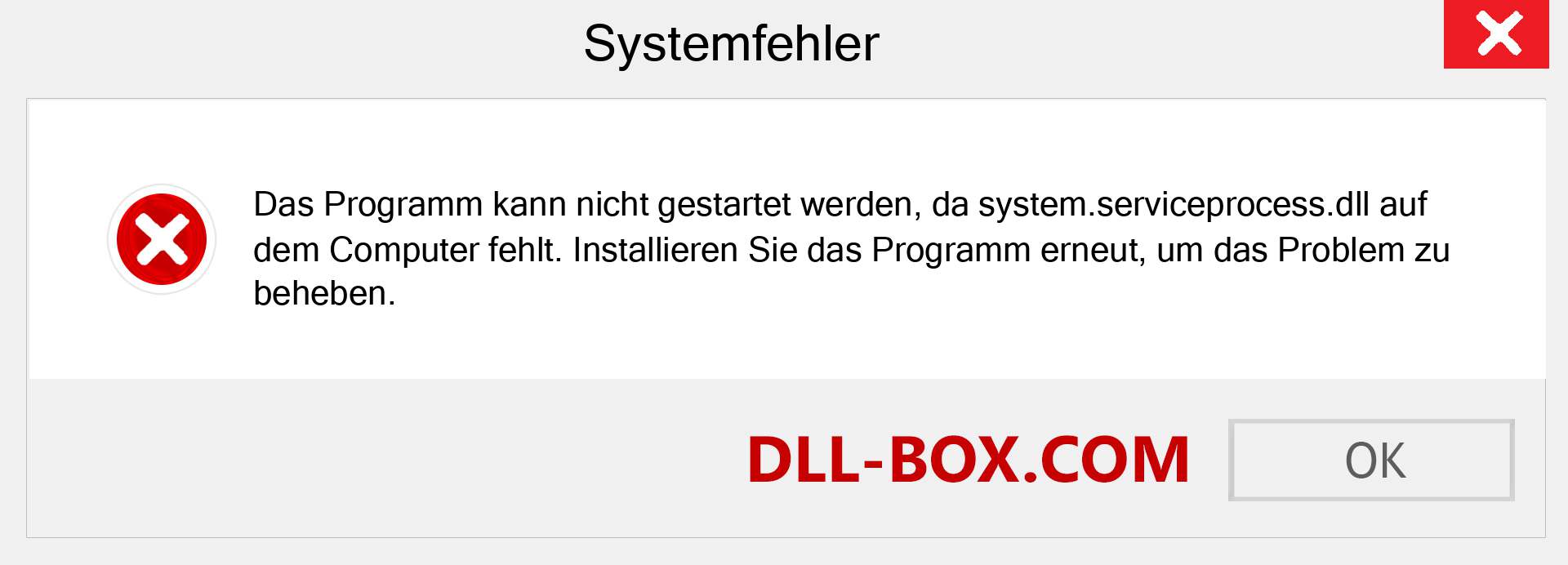 system.serviceprocess.dll-Datei fehlt?. Download für Windows 7, 8, 10 - Fix system.serviceprocess dll Missing Error unter Windows, Fotos, Bildern